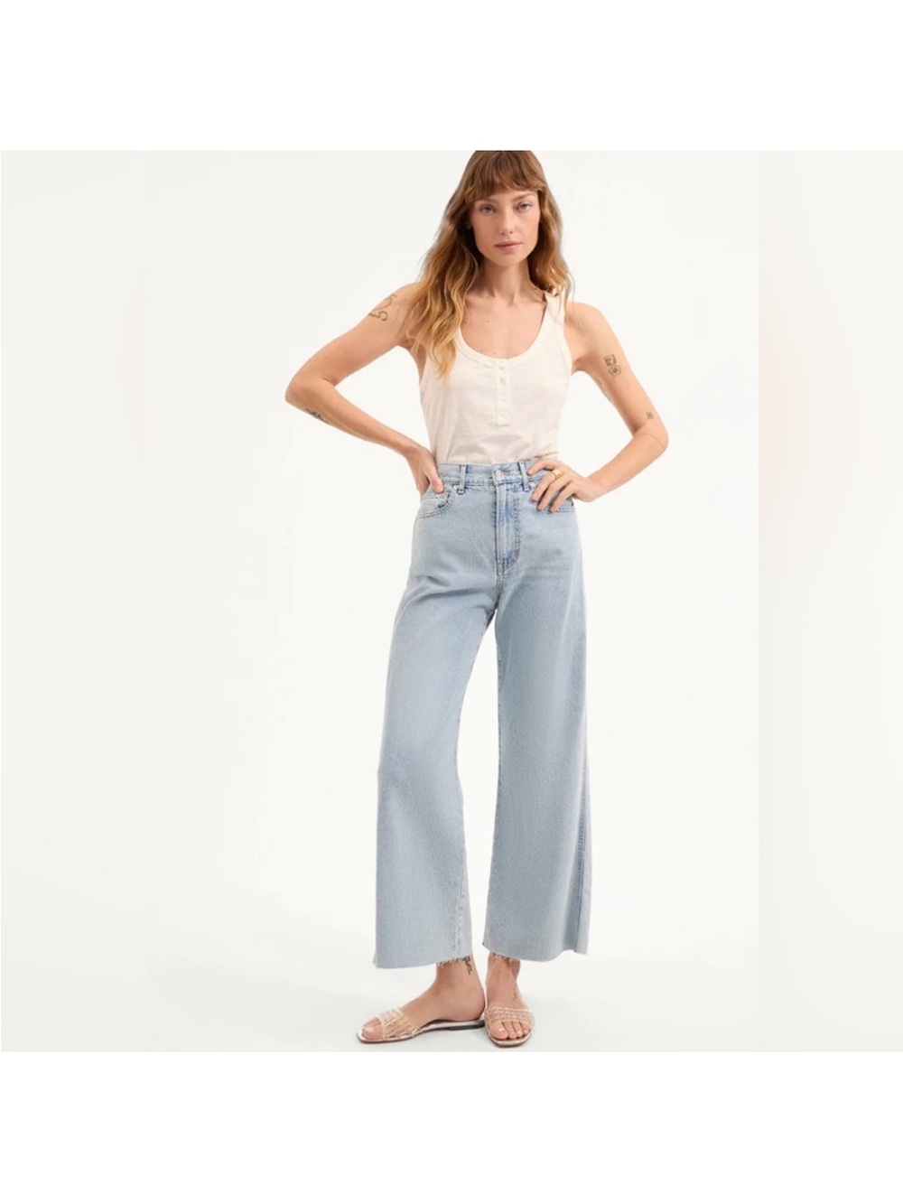 VERONICA BEARD
taylor cropped high rise jeans in pale stone